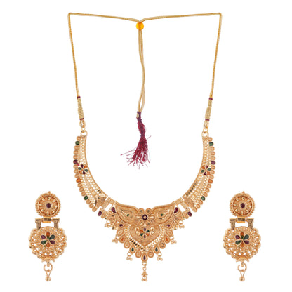 Exquisite Gold-Plated Kundan Choker with Earrings