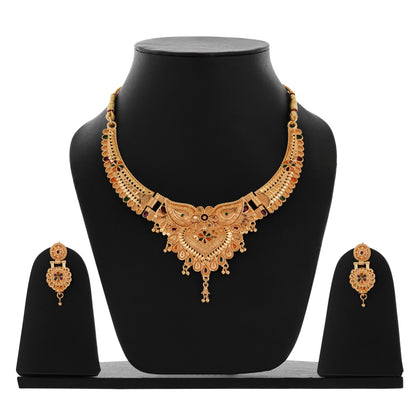 Exquisite Gold-Plated Kundan Choker with Earrings