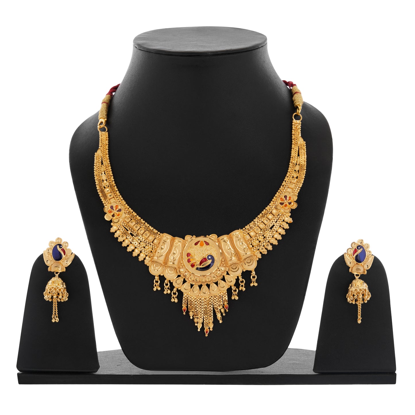 Luxury Gold-Plated Kundan Peacock Necklace Wedding Jewelry