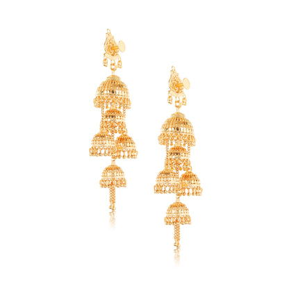 Exquisite 22K Gold Jhumka Earrings - Handmade in India