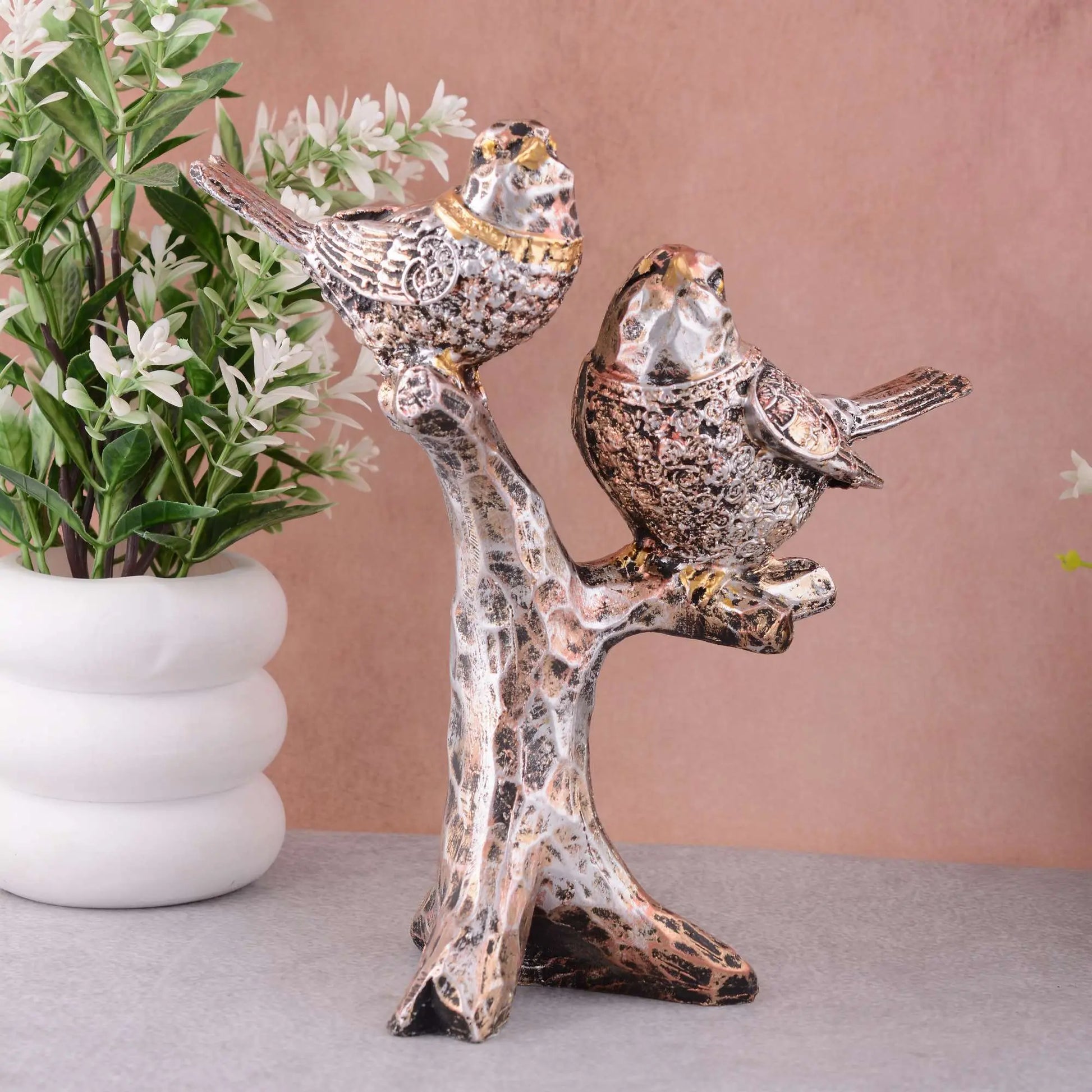 M/S PREM CRAFTS  Resin Handcrafted Birds Couple On Tree Showpiece Bird Statue For Home Dcor Living Room Bedroom Table Top Antique Garden Decoration Items-01 M/S PREM CRAFTS