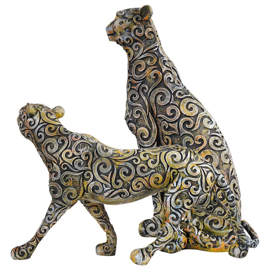 M/S PREM CRAFTS  Panther Animal Showpiece Antique Sculpture for Home Decor Showpiece Figurine (Set Of 2) -3 M/S PREM CRAFTS