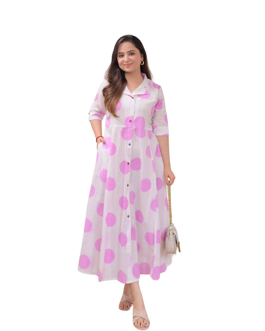 Floral print PINK 3/4 quarter sleeve A Line A-Line printed kurti Size -M BazaarBag