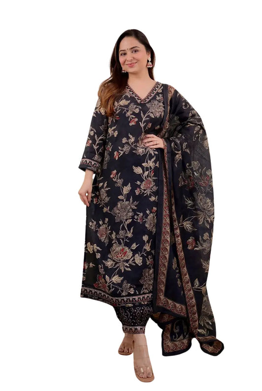 Afghani Kurta Pant with Dupatta Set for Women Size-M Generic