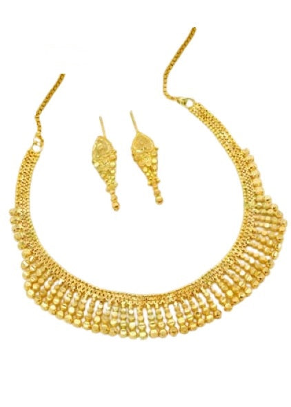 Handmade Gold Plated Choker Necklace Set | Adjustable Bridal Jewelry with Earrings and Kanchain | Lightweight Indian Jewelry with Gift Box - Attractive Sister