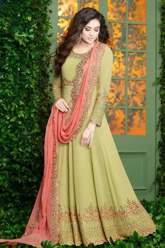 Pastel Green Georgette Anarkali Suit RE