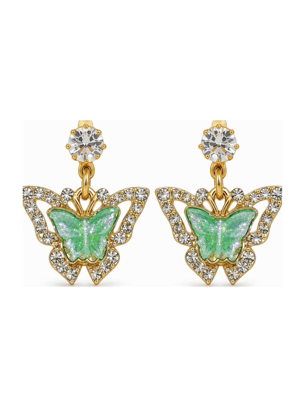Crystal Butterfly Halo Drops Green - Attractive Sister
