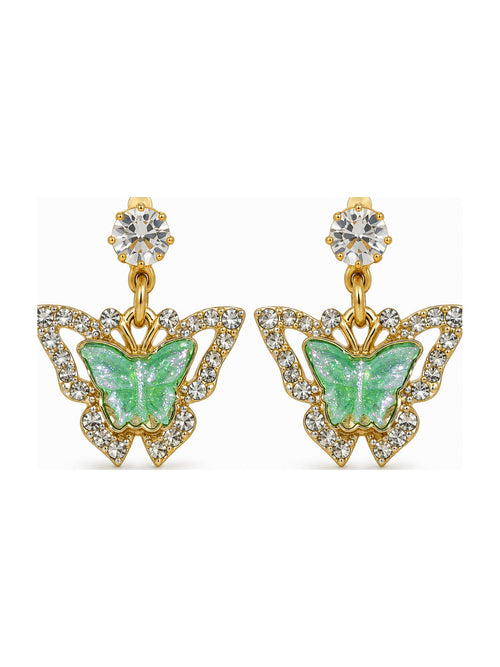 Crystal Butterfly Halo Drops Green - Attractive Sister