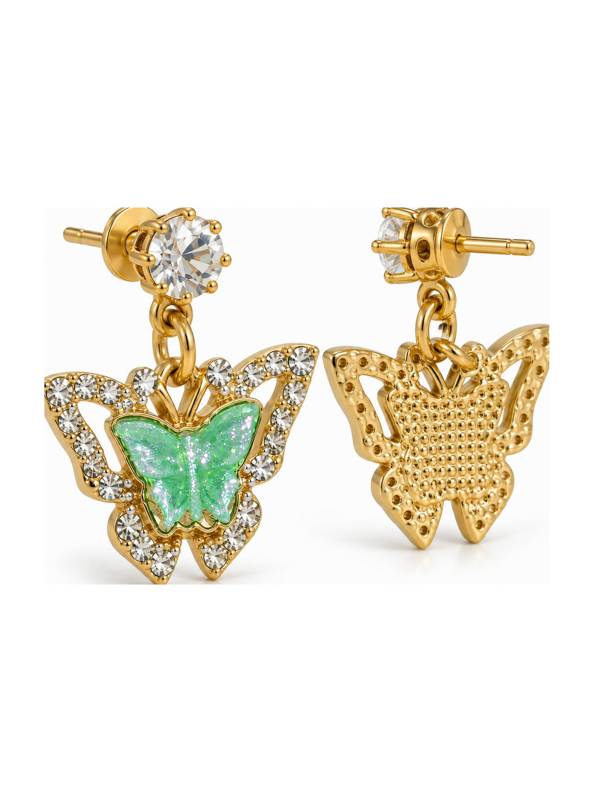 Crystal Butterfly Halo Drops Green - Attractive Sister