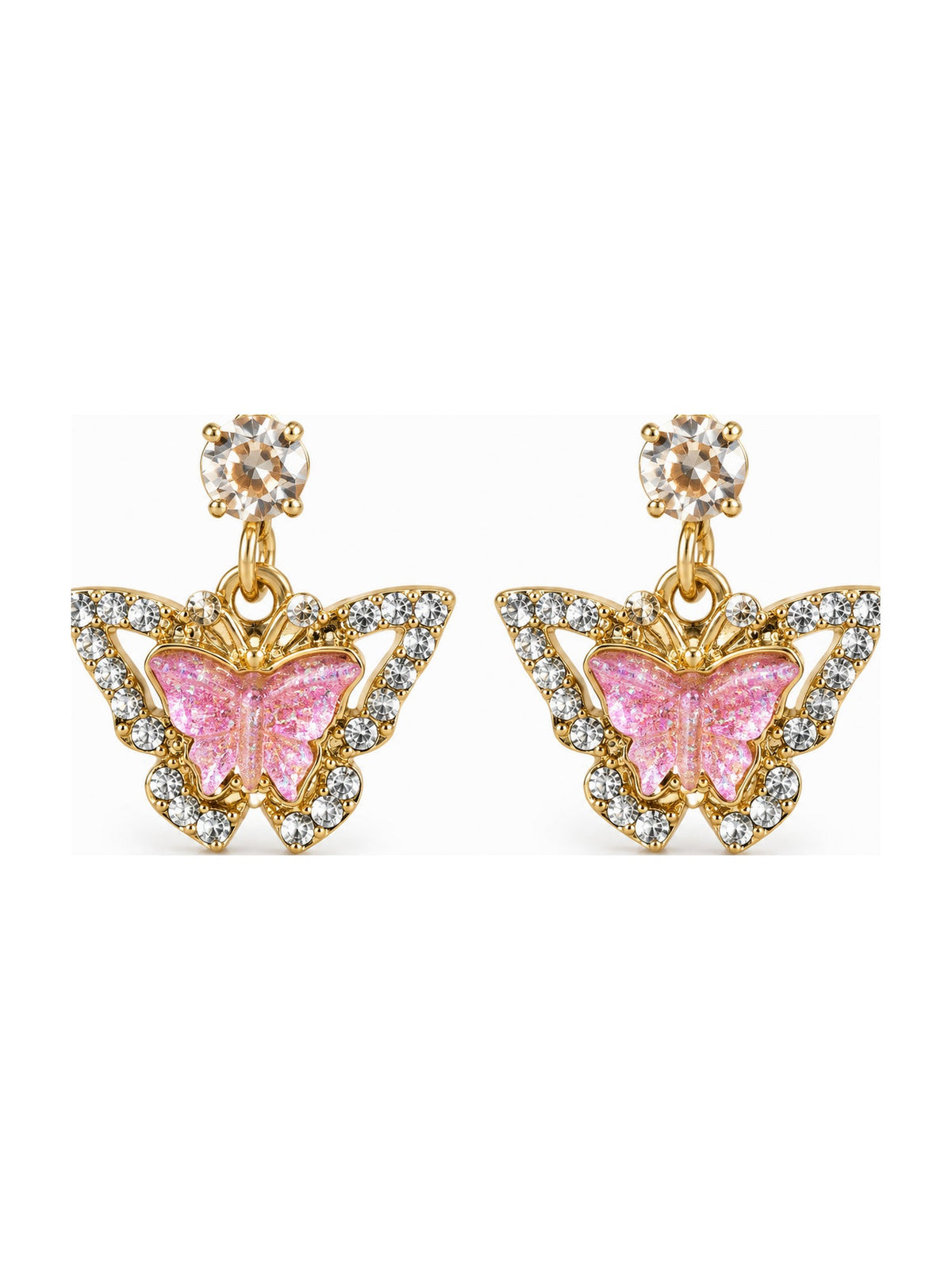 Crystal Butterfly Halo Drops Pink - Attractive Sister