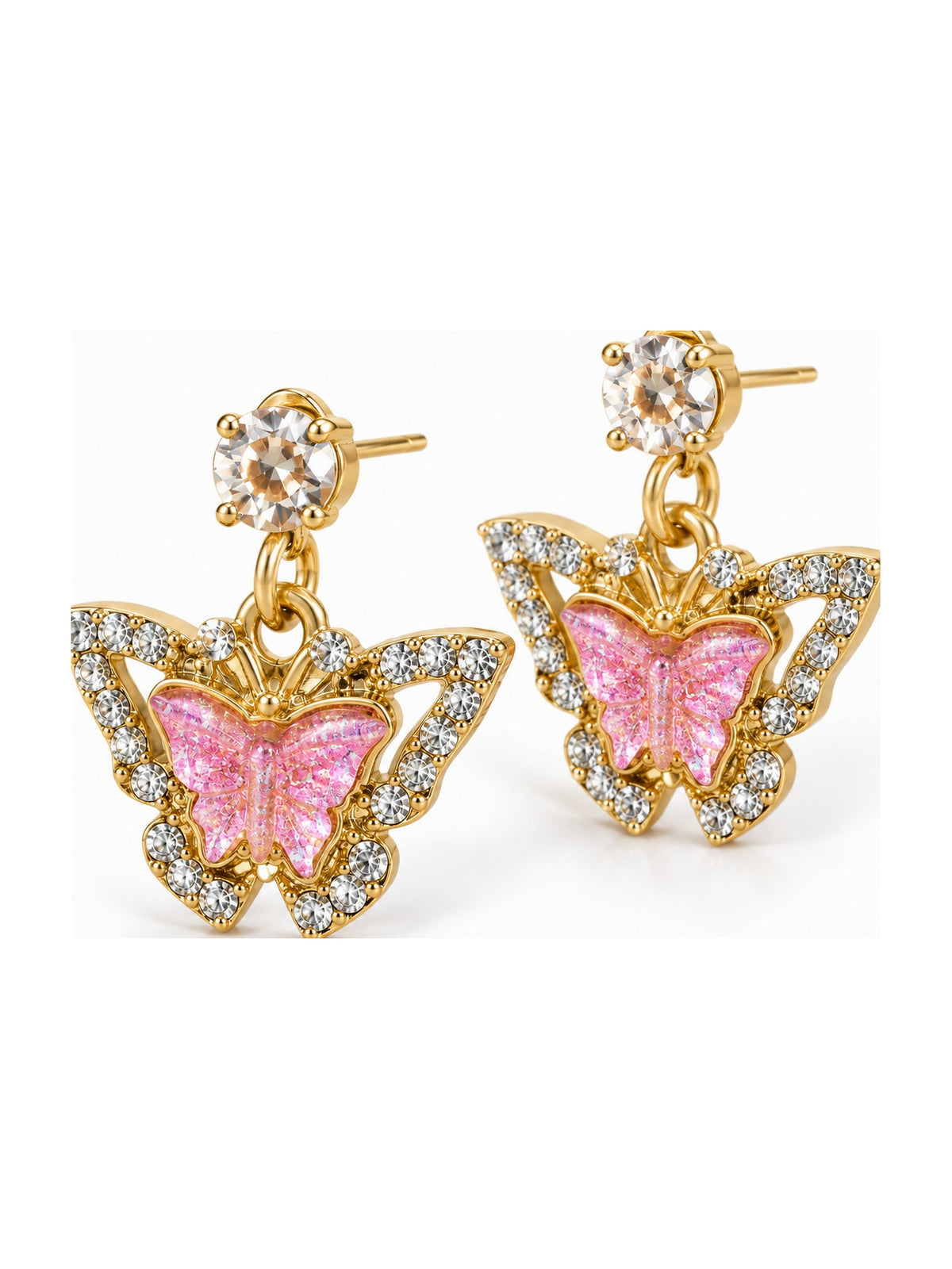Crystal Butterfly Halo Drops Pink - Attractive Sister