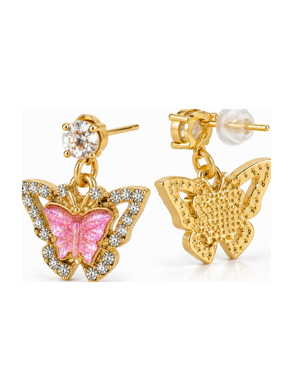 Crystal Butterfly Halo Drops Pink - Attractive Sister