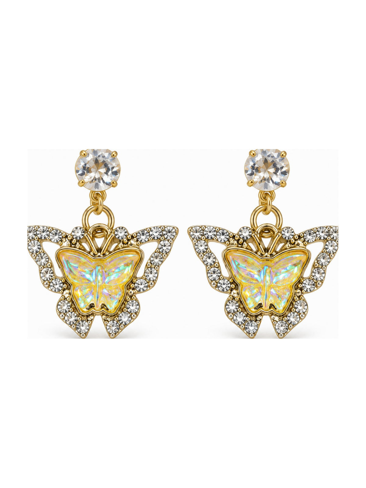 Crystal Butterfly Halo Drops Yellow - Attractive Sister