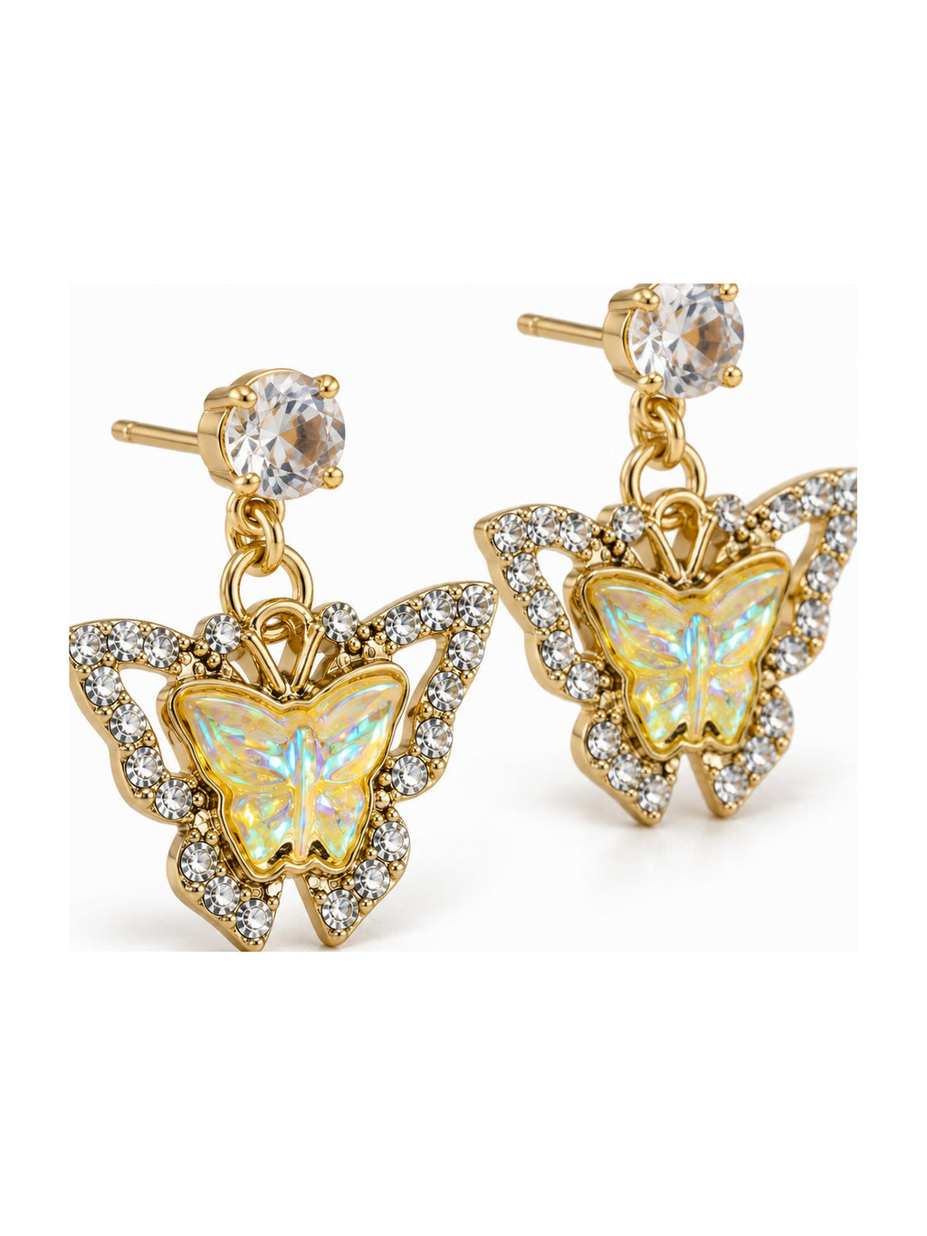 Crystal Butterfly Halo Drops Yellow - Attractive Sister