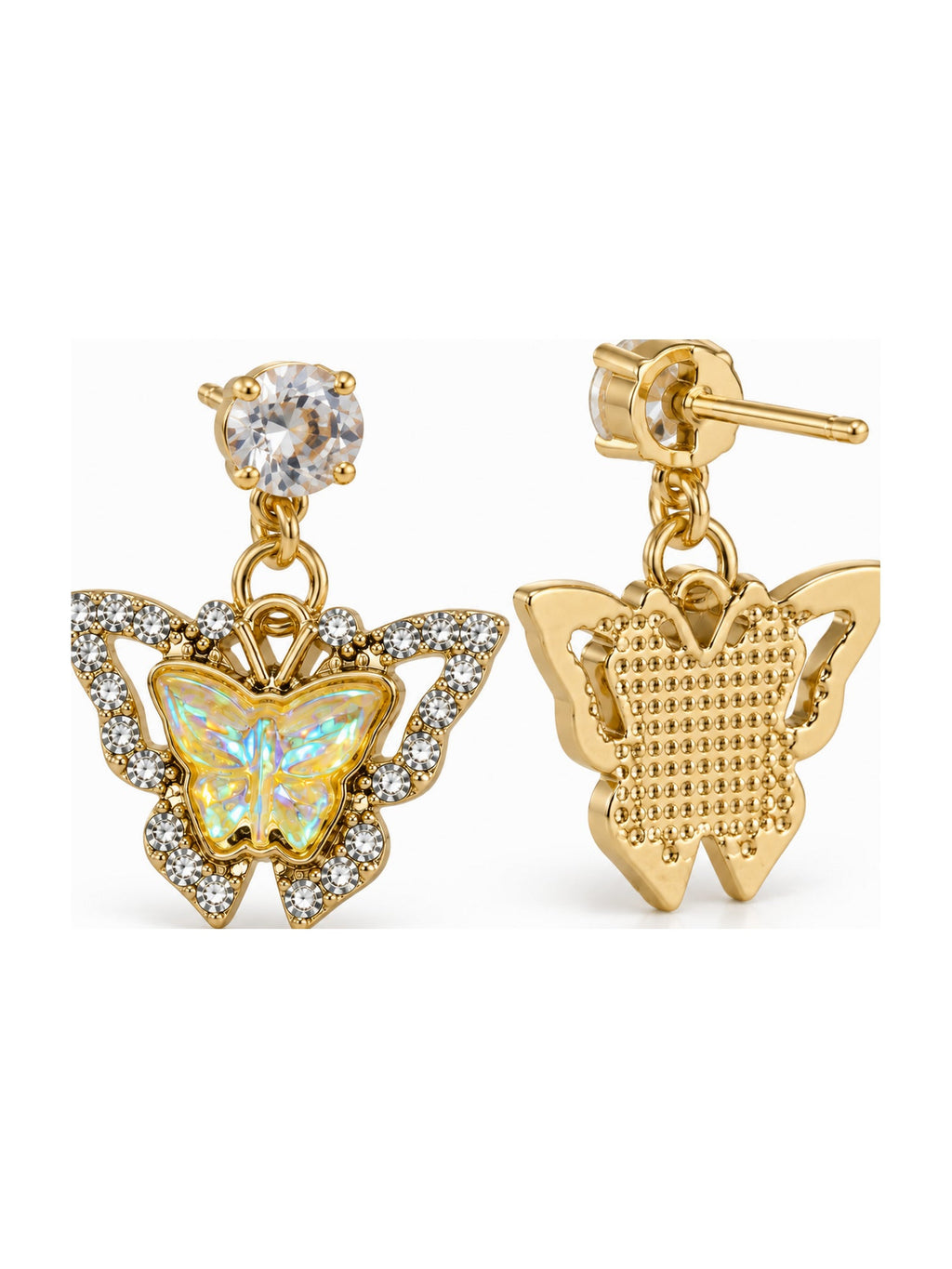 Crystal Butterfly Halo Drops Yellow - Attractive Sister