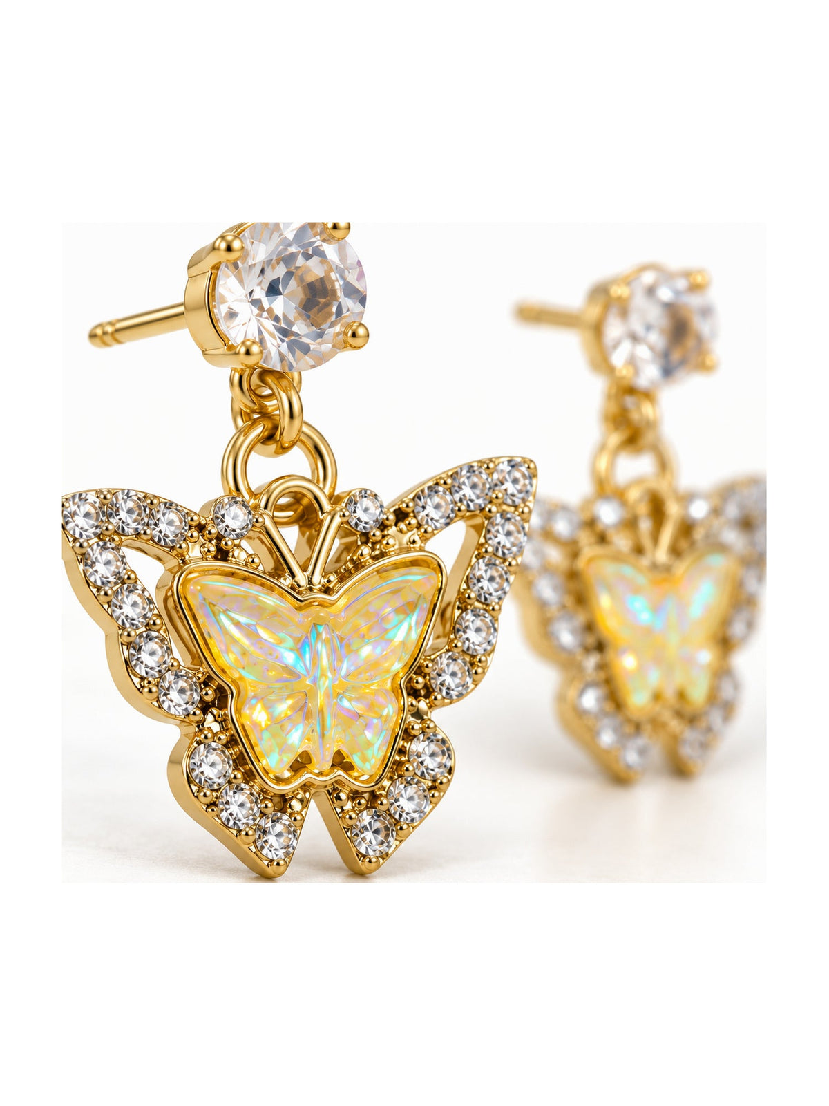 Crystal Butterfly Halo Drops Yellow - Attractive Sister