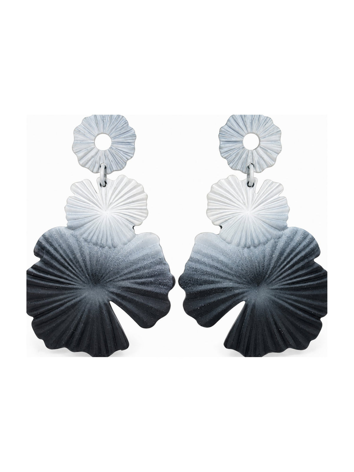 Ombre Petal Statement Drops Black-White - Attractive Sister