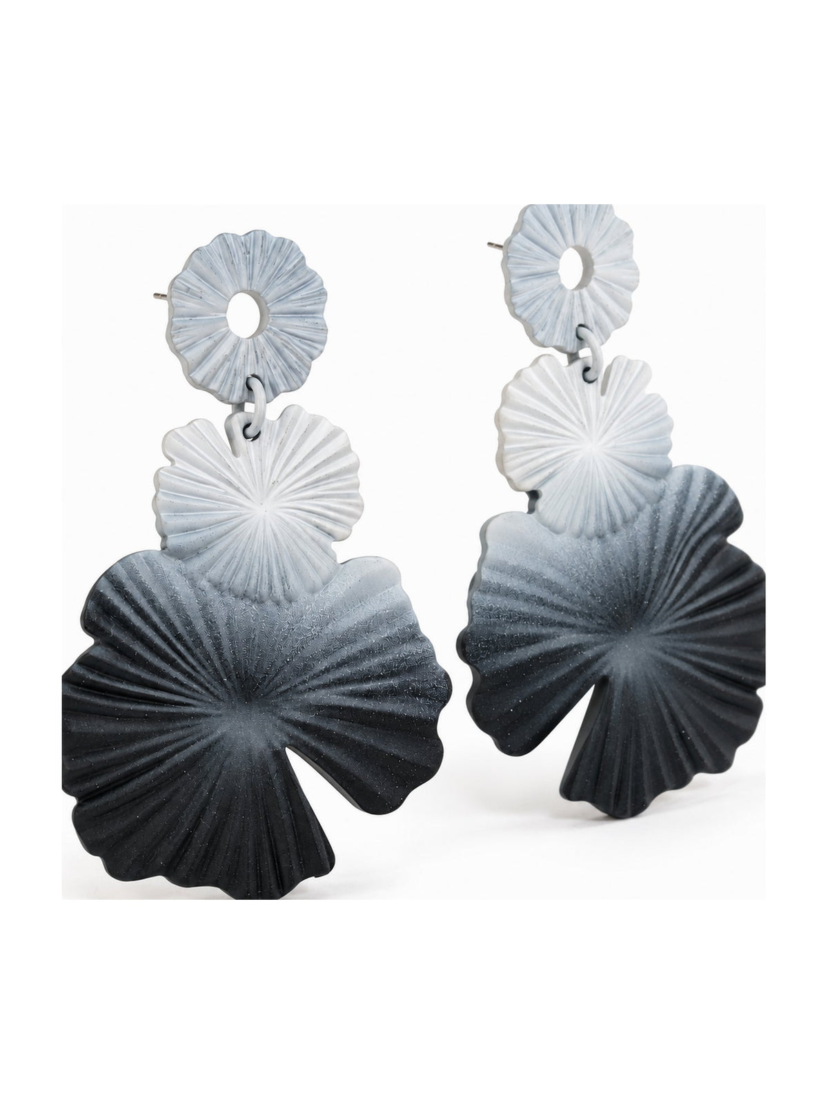 Ombre Petal Statement Drops Black-White - Attractive Sister