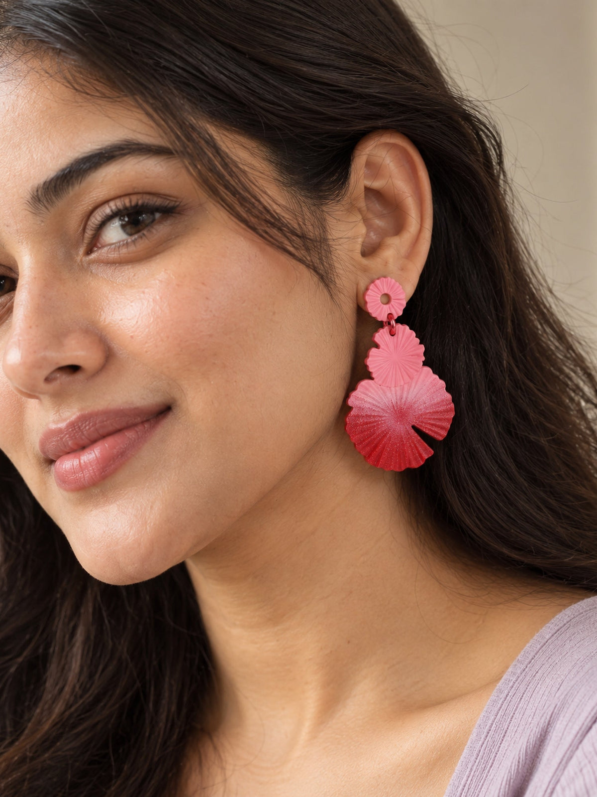 Ombre Petal Statement Drops Maroon Pink - Attractive Sister