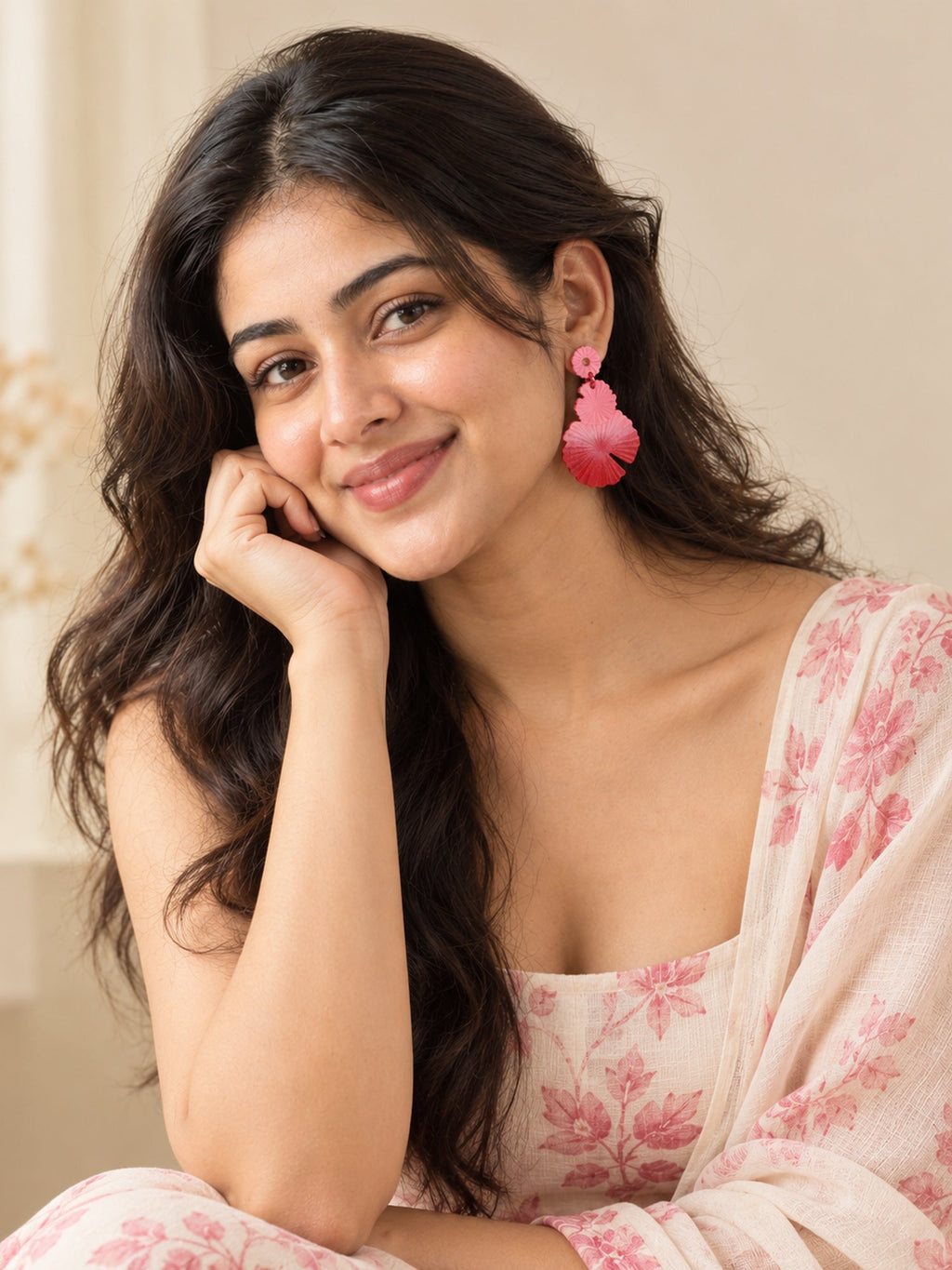 Ombre Petal Statement Drops Maroon Pink - Attractive Sister