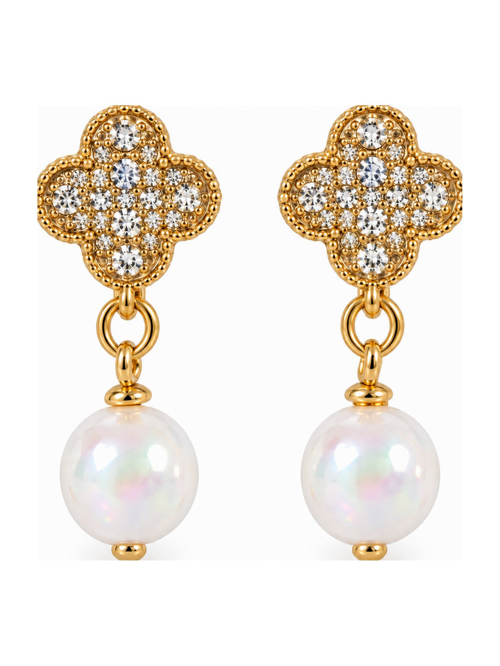 Crystal Clover Pearl Drops White - Attractive Sister
