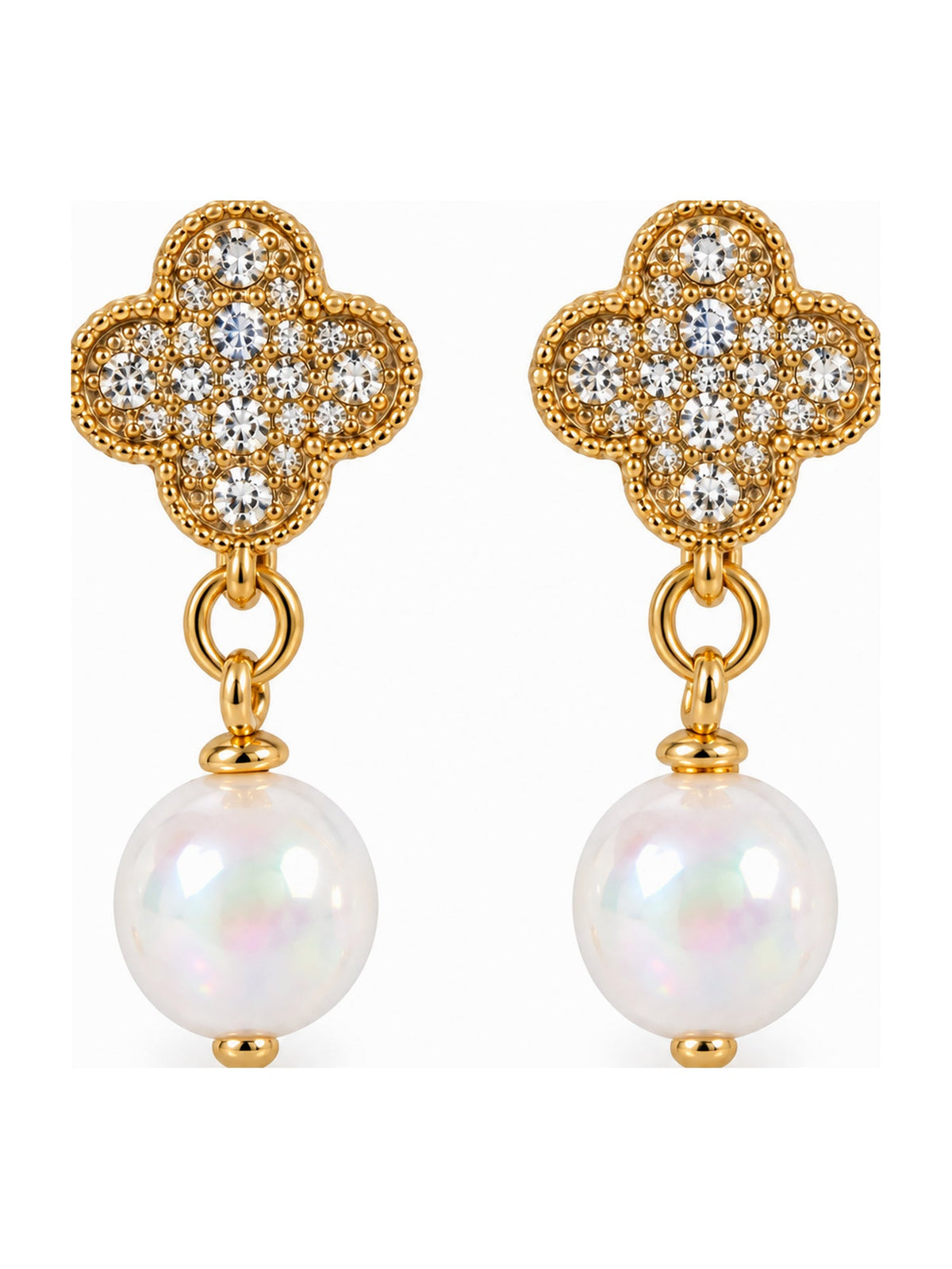 Crystal Clover Pearl Drops White - Attractive Sister