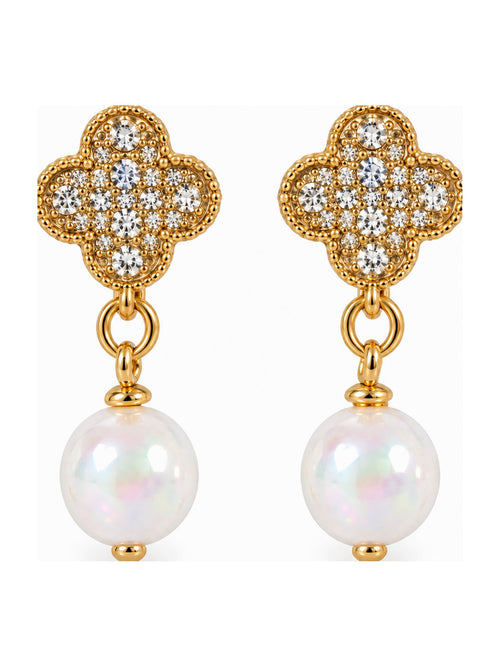 Crystal Clover Pearl Drops White - Attractive Sister