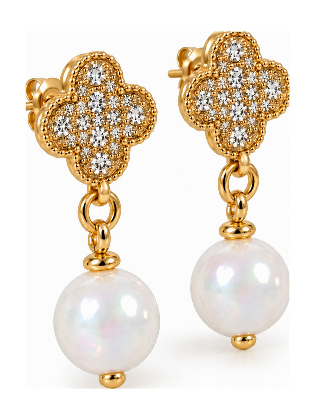 Crystal Clover Pearl Drops White - Attractive Sister