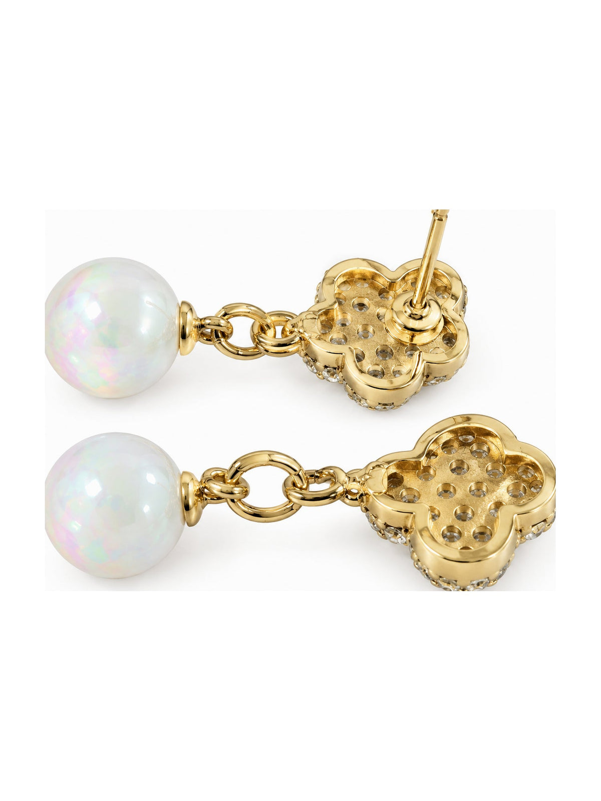 Crystal Clover Pearl Drops White - Attractive Sister