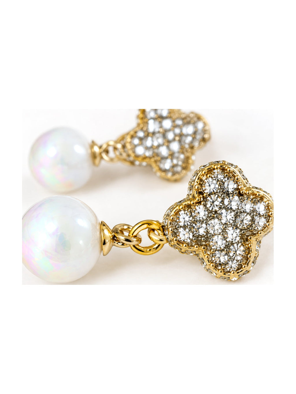 Crystal Clover Pearl Drops White - Attractive Sister