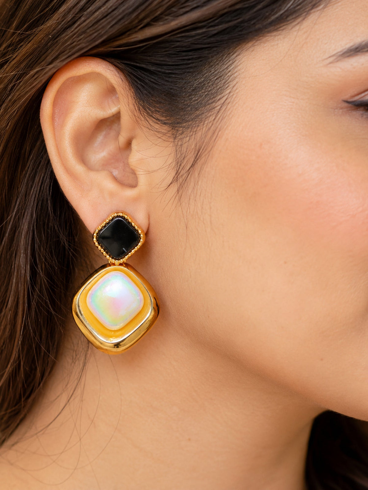 Onyx Opal Square Drops - Attractive Sister
