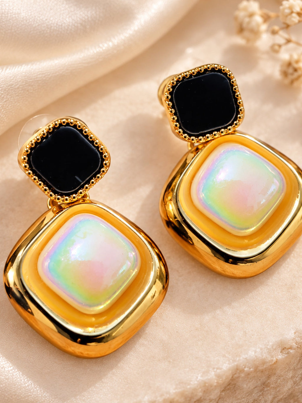 Onyx Opal Square Drops - Attractive Sister