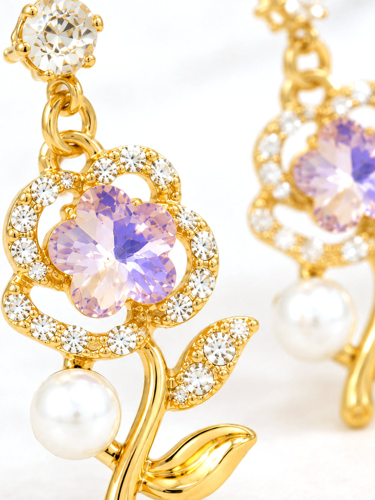 Crystal Rose Pearl Drops Purple - Attractive Sister