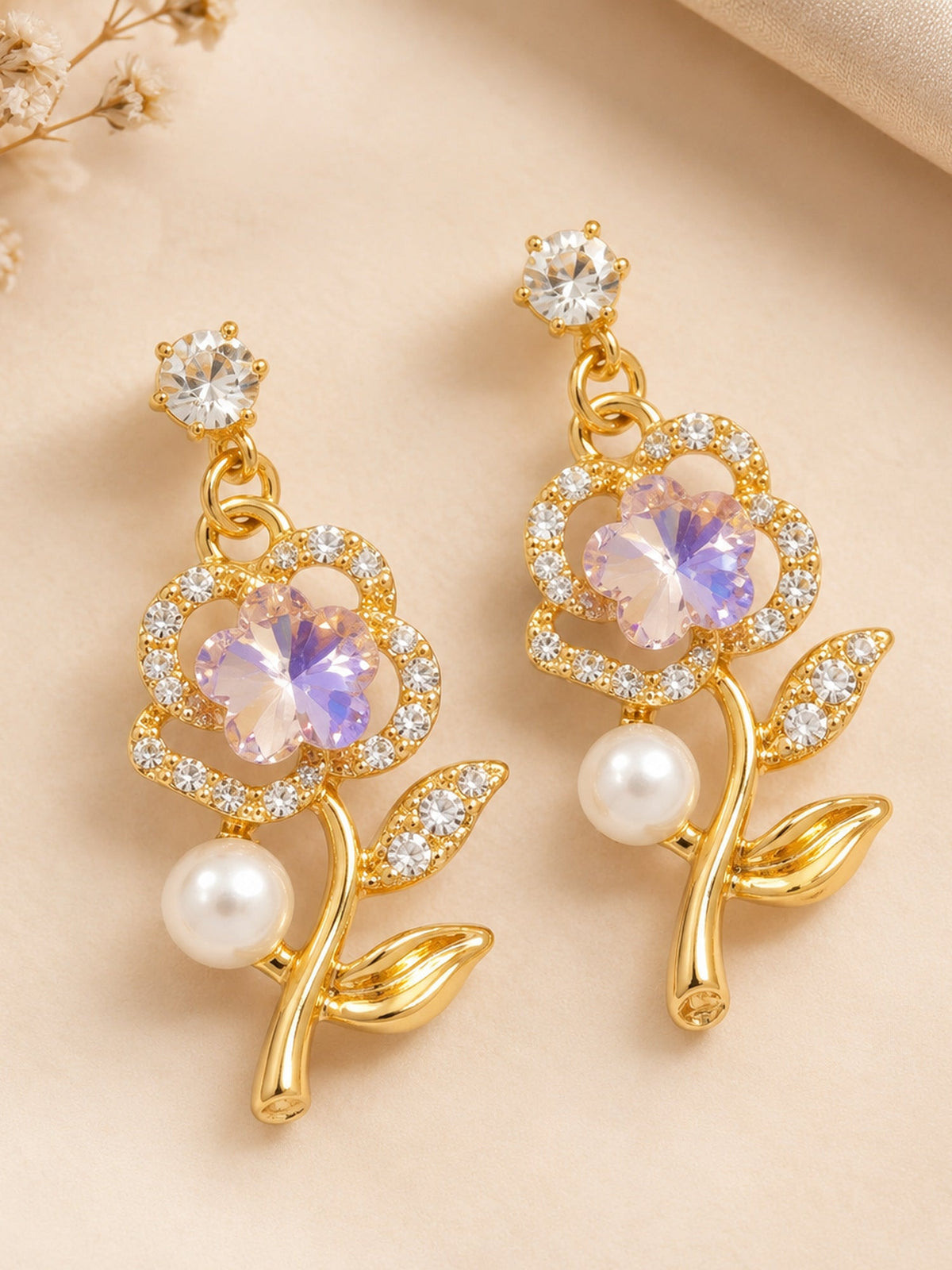 Crystal Rose Pearl Drops Purple - Attractive Sister