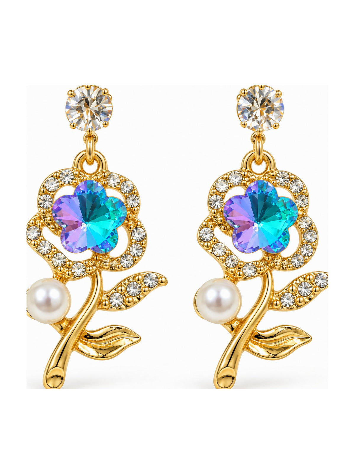Crystal Rose Pearl Drops Blue-Yellow - Attractive Sister