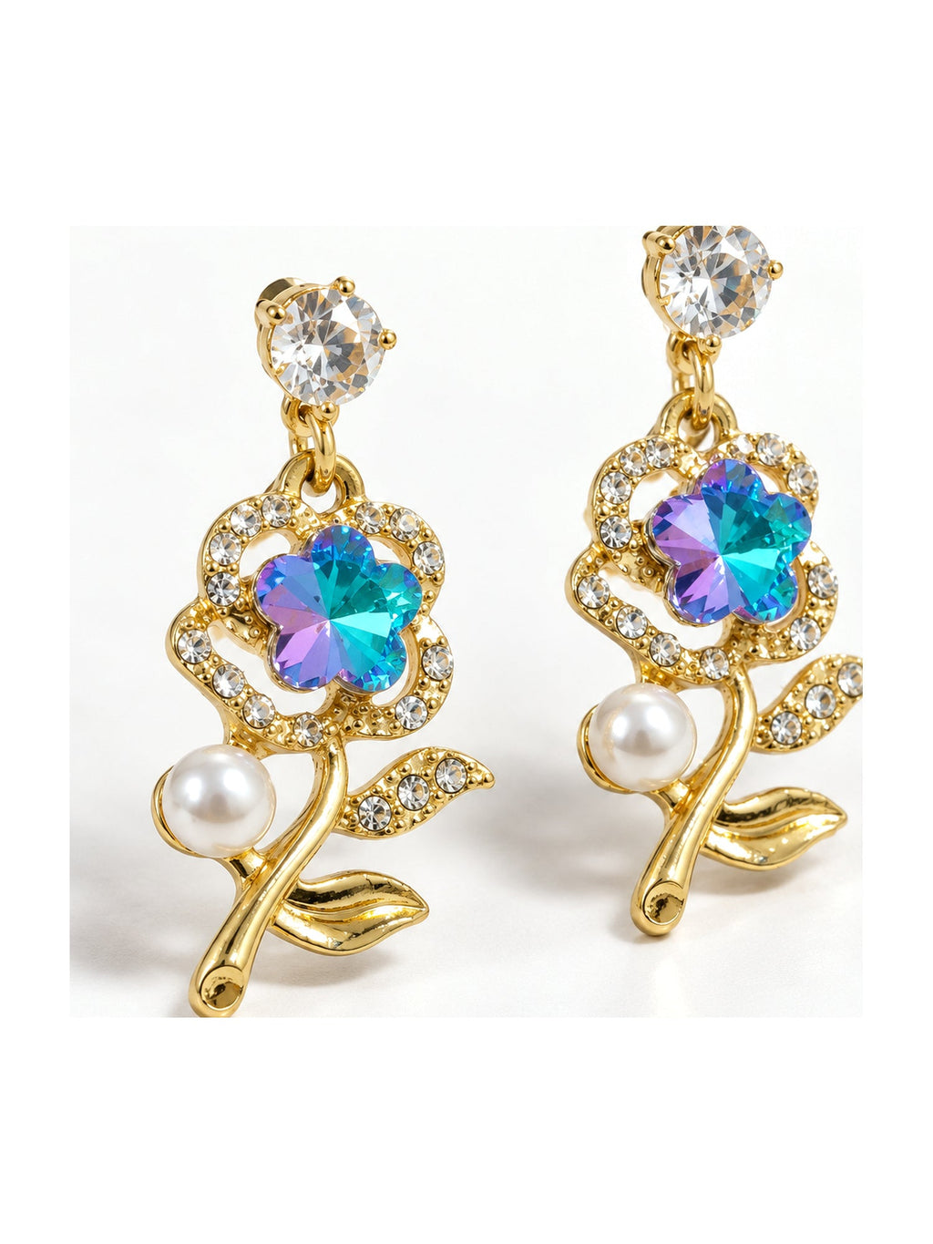 Crystal Rose Pearl Drops Blue-Yellow - Attractive Sister