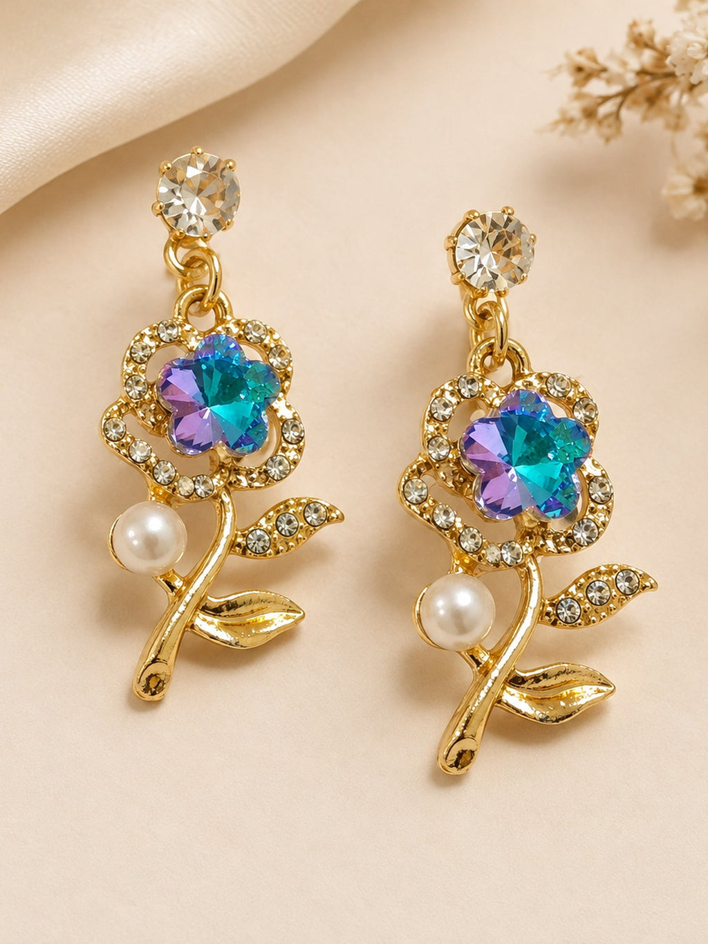 Crystal Rose Pearl Drops Blue-Yellow - Attractive Sister