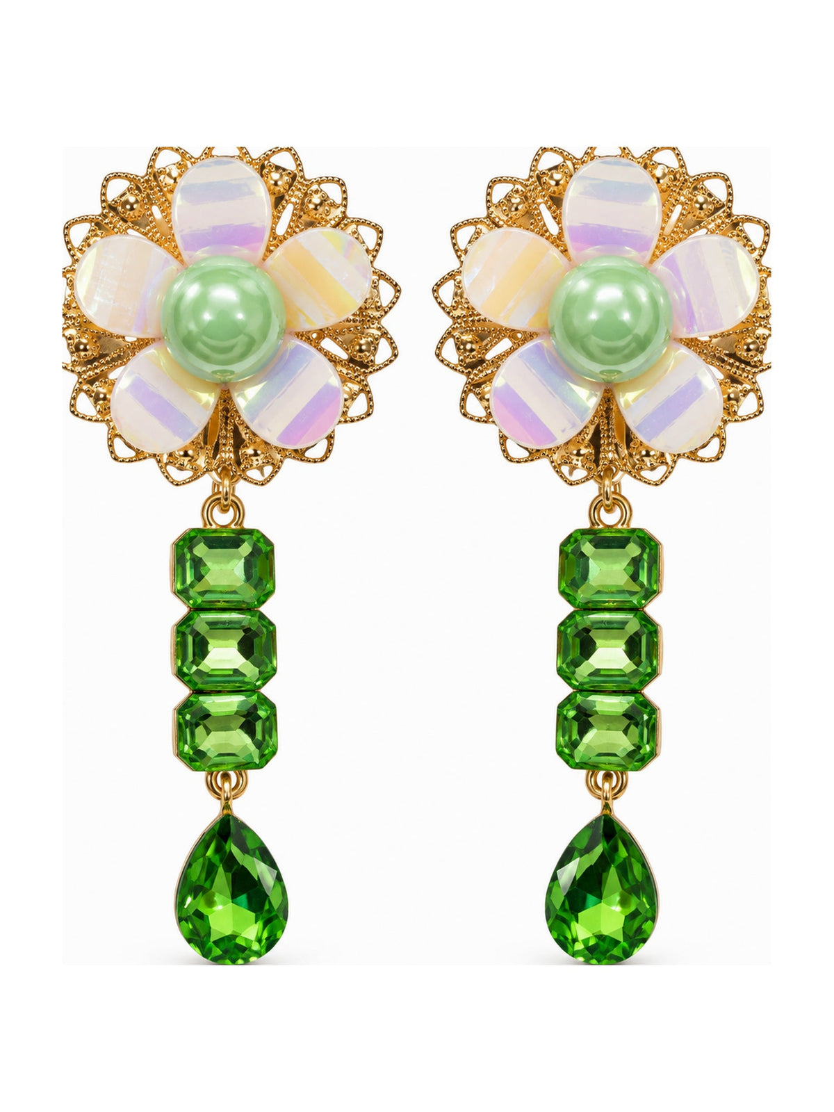 Pearl Flower Crystal Drops Green - Attractive Sister