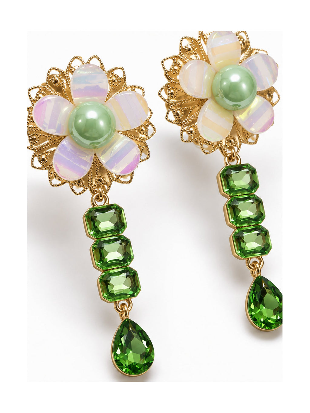 Pearl Flower Crystal Drops Green - Attractive Sister