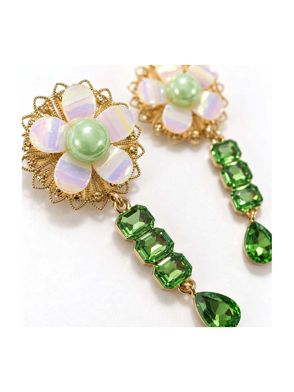 Pearl Flower Crystal Drops Green - Attractive Sister
