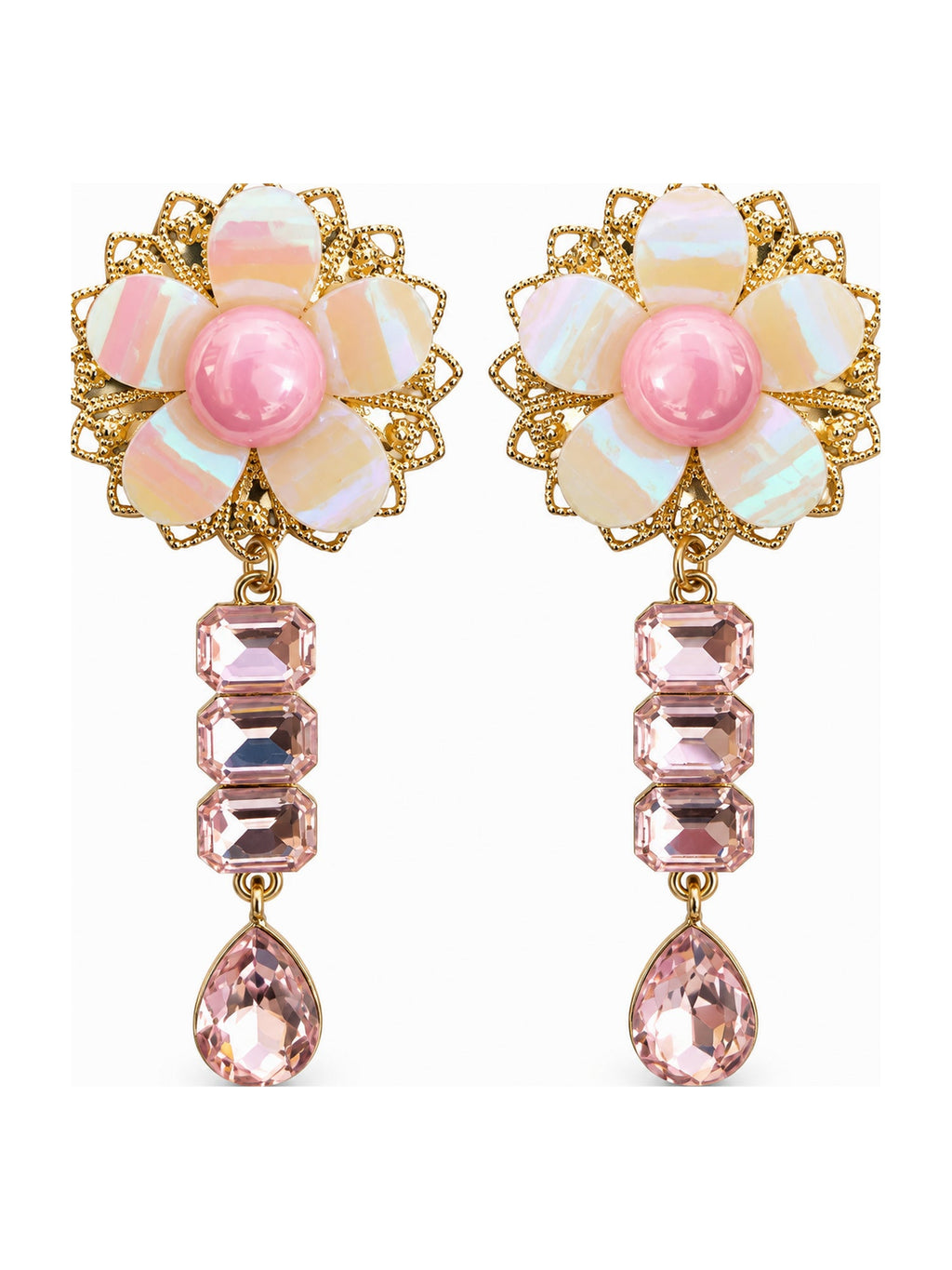 Pearl Flower Crystal Drops Pink - Attractive Sister