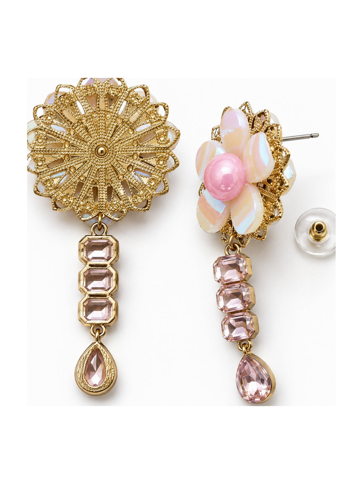 Pearl Flower Crystal Drops Pink - Attractive Sister
