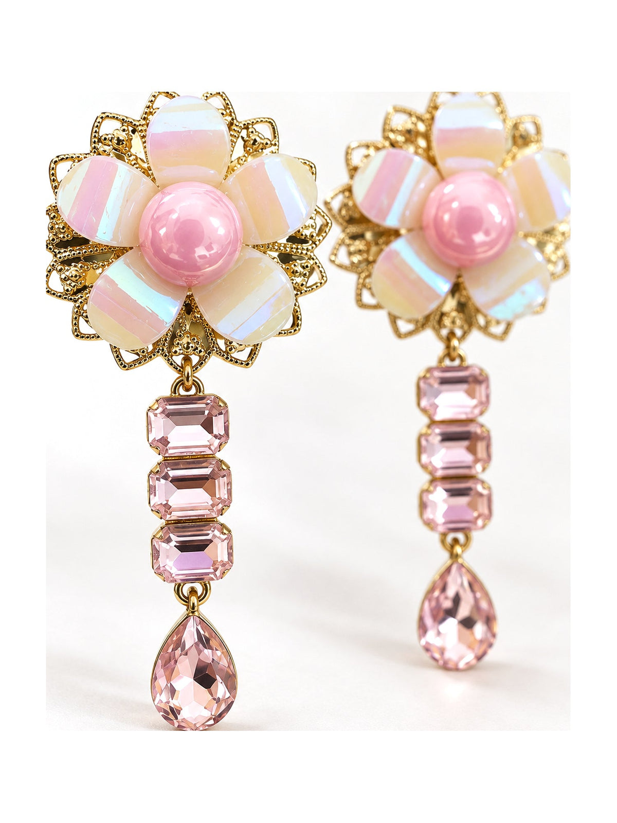 Pearl Flower Crystal Drops Pink - Attractive Sister