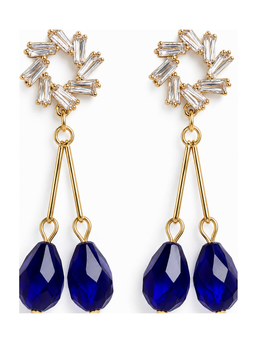 Crystal Wreath Twin Teardrops Blue - Attractive Sister