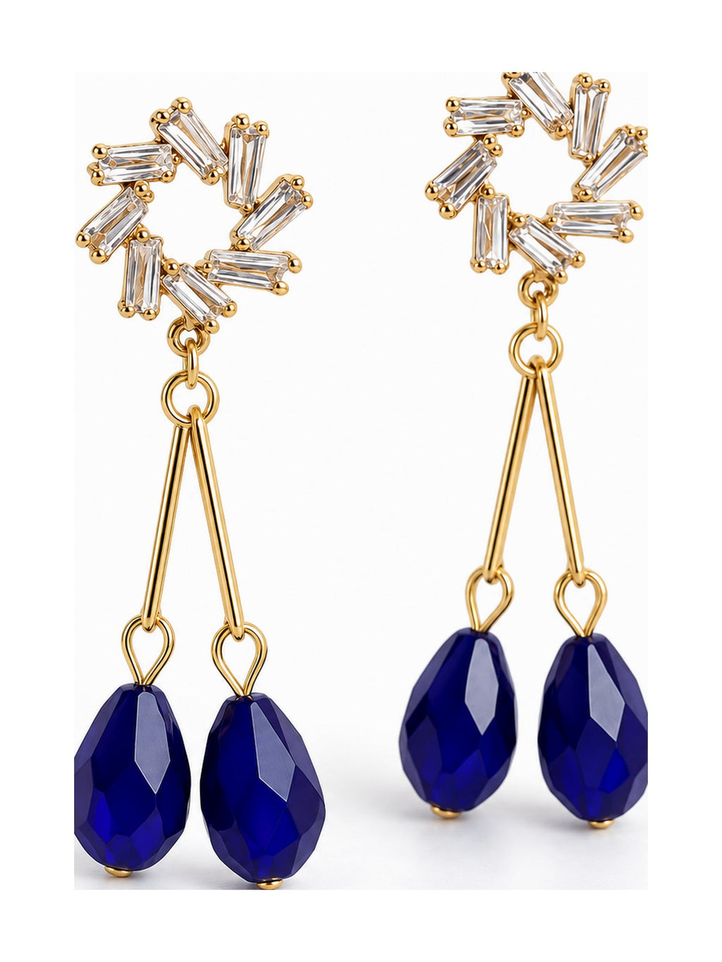 Crystal Wreath Twin Teardrops Blue - Attractive Sister