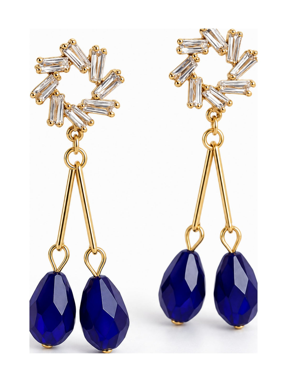 Crystal Wreath Twin Teardrops Blue - Attractive Sister