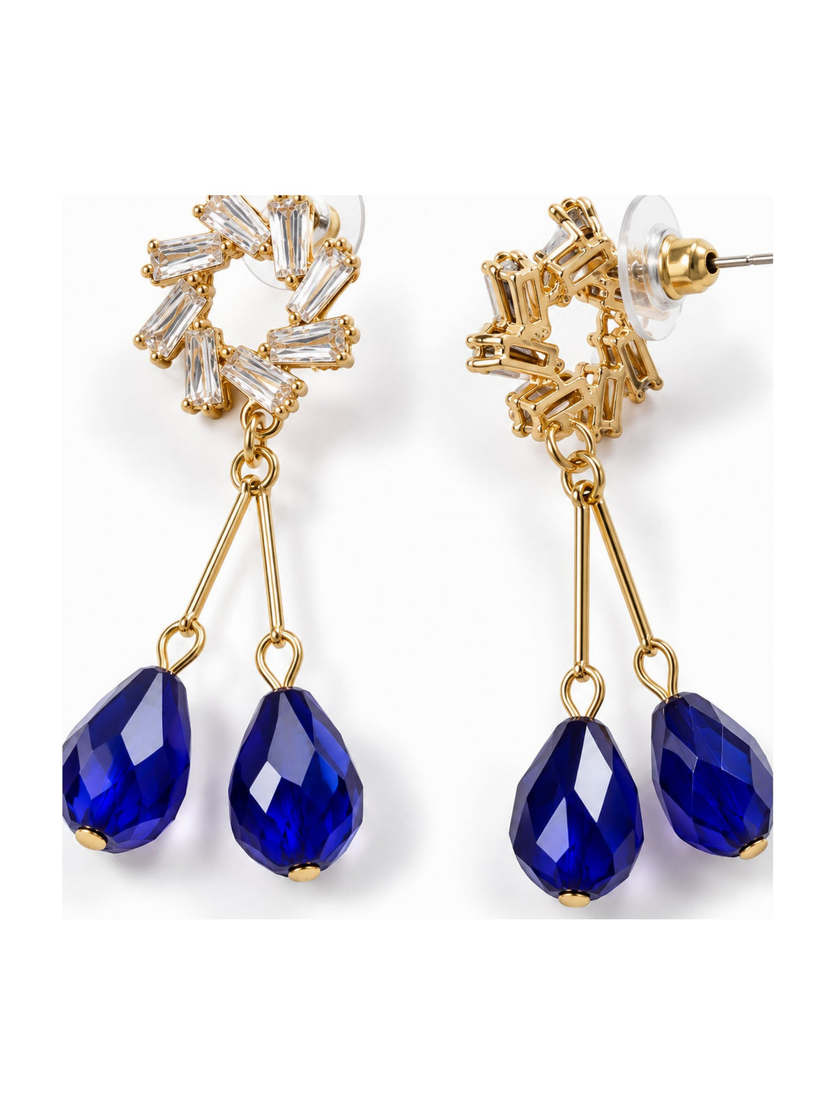 Crystal Wreath Twin Teardrops Blue - Attractive Sister