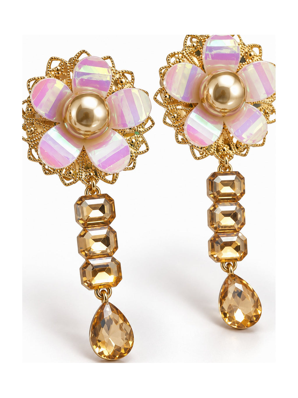 Pearl Flower Crystal Drops Champagne - Attractive Sister