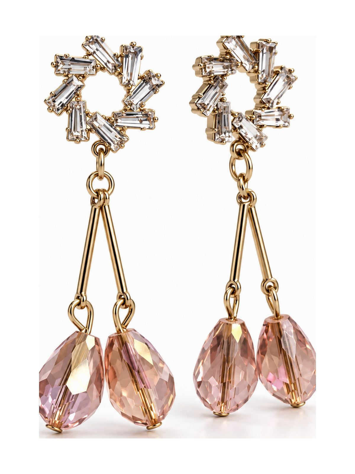 Crystal Wreath Twin Teardrops Pink - Attractive Sister