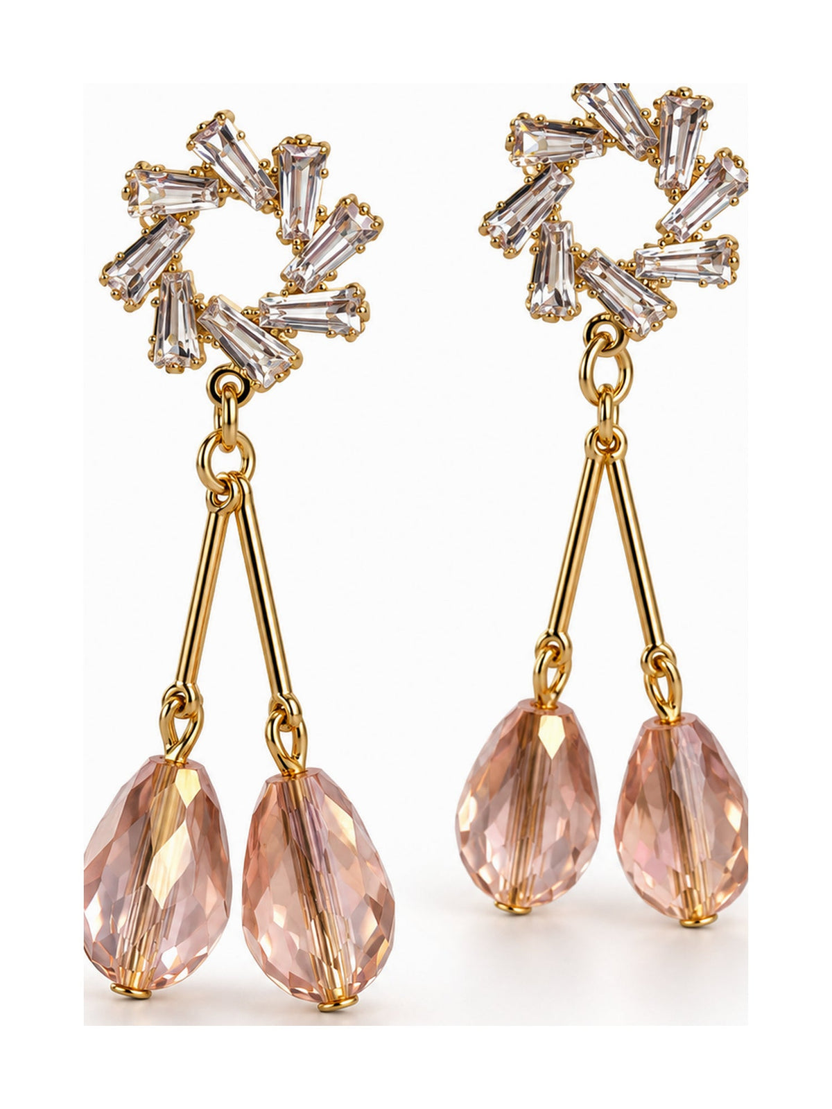Crystal Wreath Twin Teardrops Pink - Attractive Sister